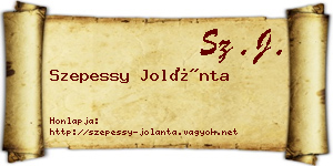 Szepessy Jolánta névjegykártya